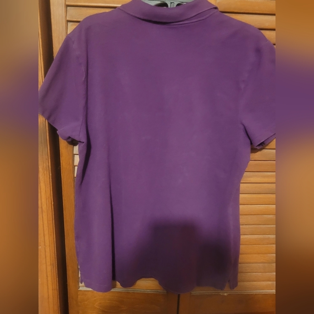 Croft & Barrow Women's Plum Purple Button-Front Classic Polo. Size Large - Picture 5 of 6